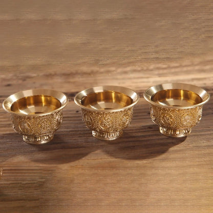 Tibetan Eight Auspicious Symbols Offering Bowl Holy Water Cup for Buddhist Ritual Buddhas Home Decoration 37JD.