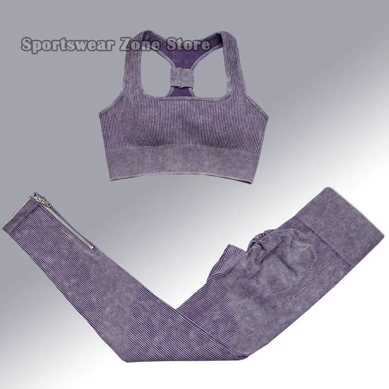 Yoga Suit High Waist Leggings Running Training Tights Sports Outfits Long Sleeve Crop Top Bra Seamless Fitenss Set Fitness Wear