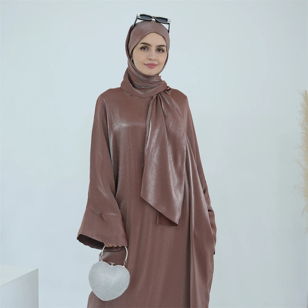 Eid Modest Satin Khimar Abaya Dubai Luxury 2024 Muslim Islam Arabic Abayas For Women Kaftan Hijab Dress Robe Femme Musulmane.