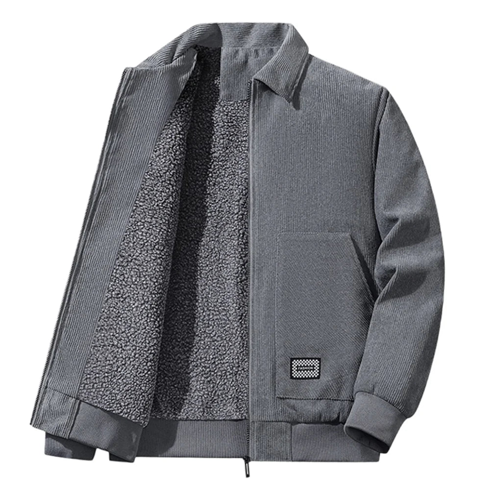 Winter New Arrival Corduroy Jacket Business Casual Windproof Thermal Fleece-Lined Thickened Collared Cotton Coat Fashionable.