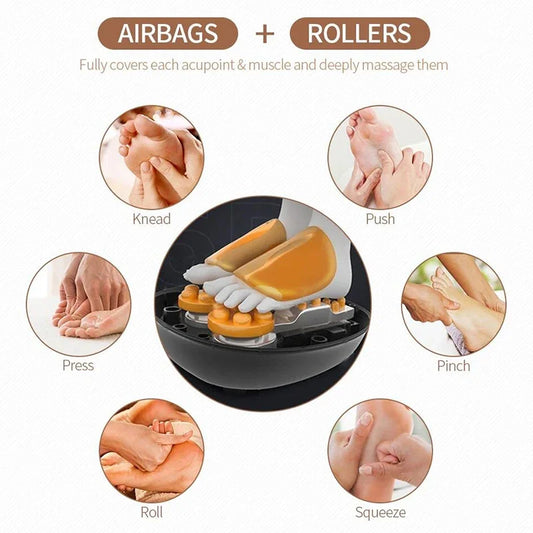 Electric Shiatsu Foot Massager Health Care Heating deep Kneading Scraping Vibration Air Compression Massage Therapy Anti-stress.
