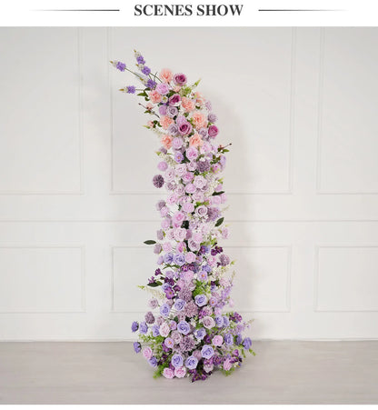 Uflower Gradient Lila Rose Blumenbogen Künstliche Dekorationen für Hochzeit Hintergrund Event Party Blumenarrangement Horn.