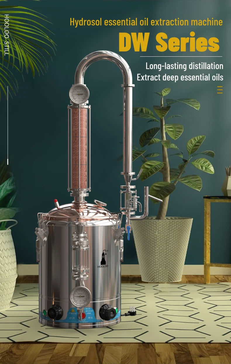 HOOLOO DW 25/50 Distiller Home Copper Still Hydrosol & Essential Oil Extractor Distillation Kit Multifunctional Distiller.