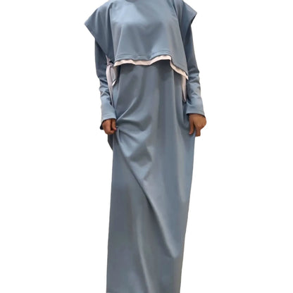 Women Eid Muslim Sets Musulman Ensemble Dubai Arab Vest Kaftan Islam Abayas Ankle Length Long Robe Solid Two Pieces Modest.