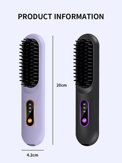 Electric Heating Straight Hair Comb LCD Screen USB Wireless Portable Negative Ion Styling Tool Rechargeable Straightening Brush