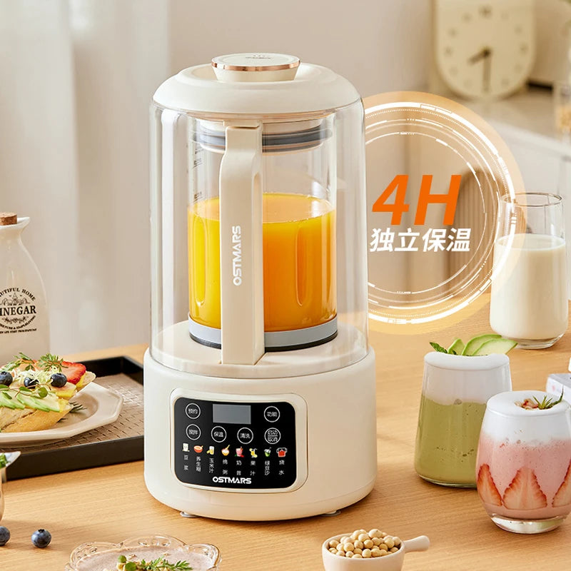 1.5L Soybean Milk Machine Wall Breaking Machine with Soundproof Cover Multifunctional Fruit Vegetable Juicer Automatic Blender.