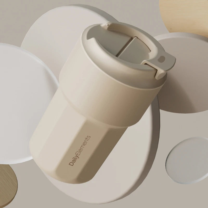 New Youpin Daily Element Portable Water Cup Coffee Mug 316 Stainless Steel Safety Seal 420ml Cold Storage Thermos Cup Mouth Snap