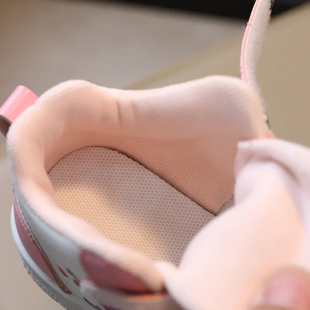 Children's Sports Shoes 2024 Spring and Autumn New Cute Girls' Sneakers Versatile Soft Breatheable Hook & Loop Fashion Kids Shoe
