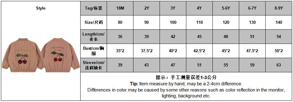 Konges Slojd AW Baby Girls Sweatshirts + Pants 2 Pcs Sets Lambswool Cherry Jackets Kids Clothes Girls Print Dresses Coats 1-9Yrs.