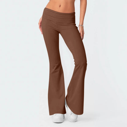 Damenmode, einfarbig, schmale Passform, schmale Reverse-Taille, niedrige Taille, elastische Taille, Schlaghose, Hose für Damen, Damenhose 2024