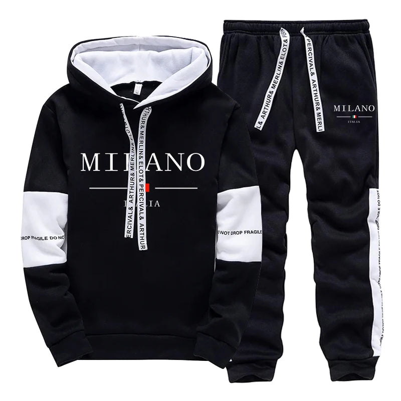 Neueste Mode Herren Sportswear Mit Kapuze Sweatshirts Jogger Hosen Männlich Täglich Casual Sport Jogging Anzug Italia Milan Gedruckt Hoodies.