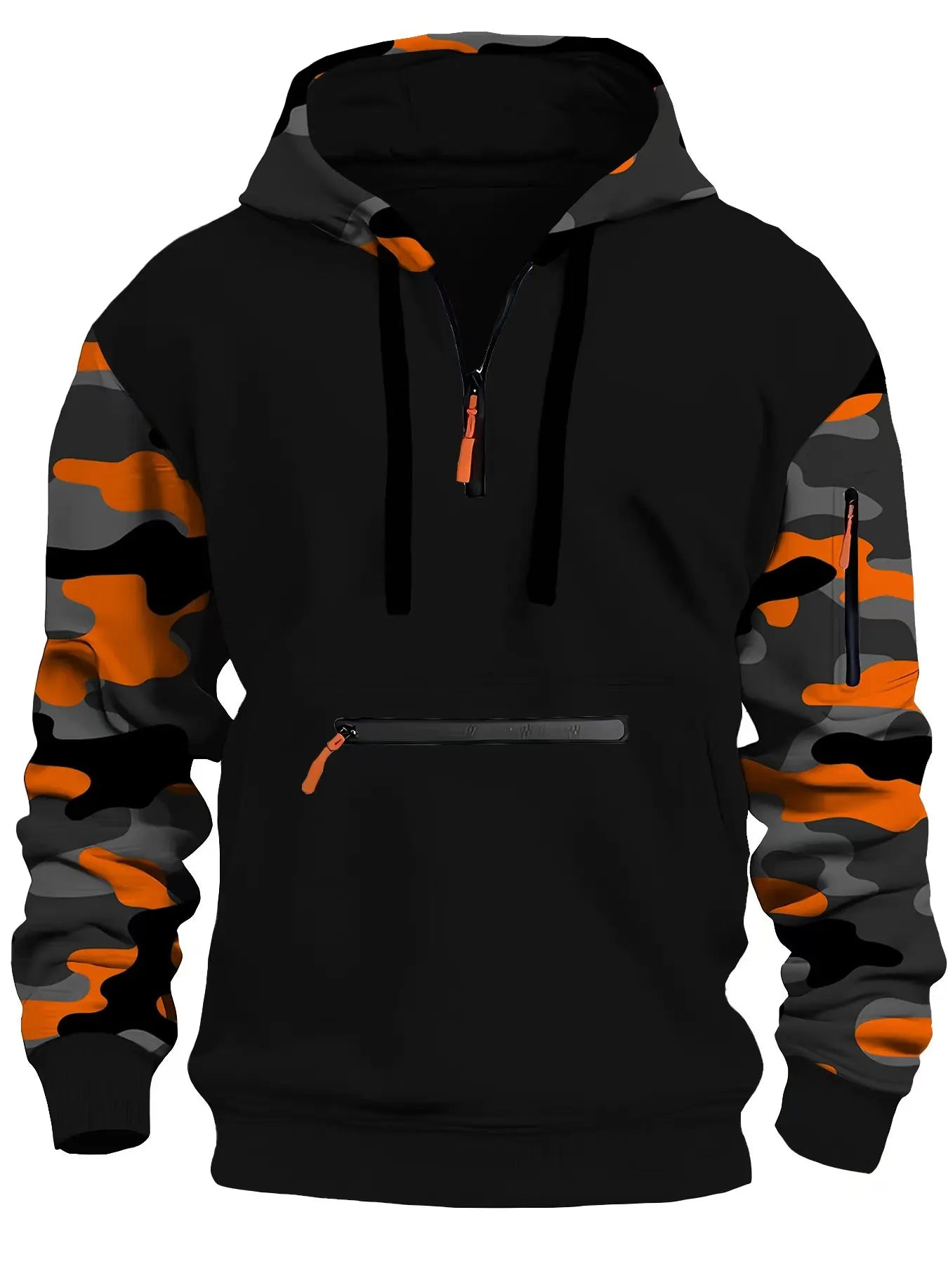 Autumn and winter men's new casual hoodie quality camouflage arm zipper long-sleeved pullover trend hoodie ins fashion Skids.