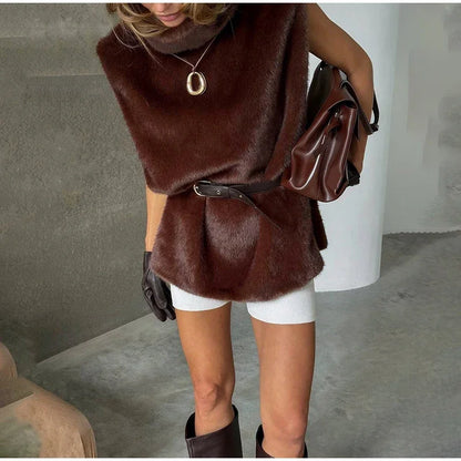 Schwarz Luxus Faux Pelzmantel Frauen Mode Oansatz Langarm Flauschigen Lose Jacke 2025, Winter Dame Verdicken Warme Straße Outwear