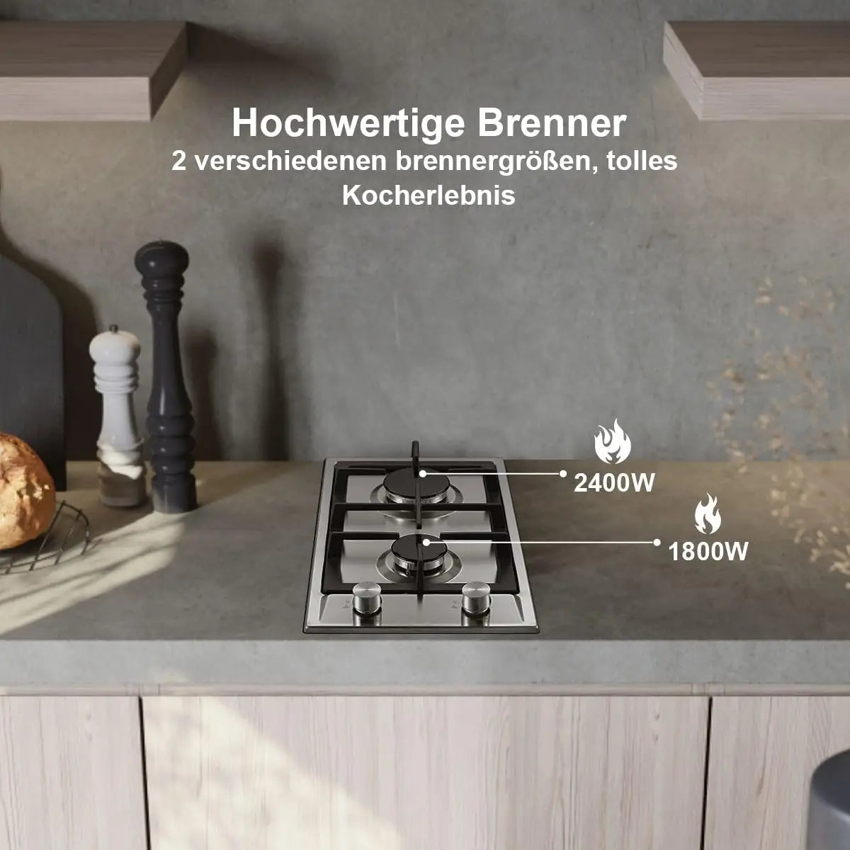 TopStrong  2-burner Stainless Steel with Automatic Flame Protection, Natural Gas Propane Built-in Gas Hob YYEUGCT-S02.