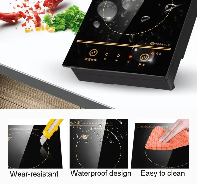 Mini Electric Magnetic Induction Cooker Wire control Embedded Hotpot Hob Burner Waterproof hot pot Tea Boiler Stove Cooktop 800W.