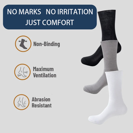 6Pairs Comfortable and Supportive Diabetic Socks for Men Moisture wicking Fabric Non-binding Top business socks.