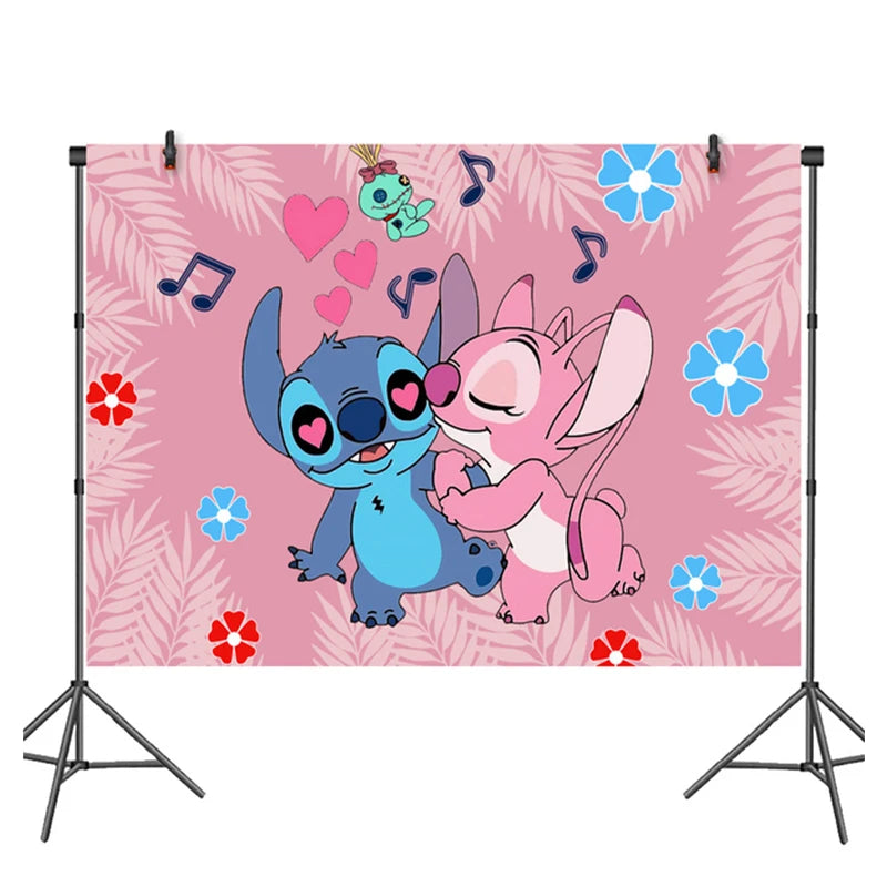 Disney Rosa Stich Geburtstag Party Dekorationen Mädchen Einweg Geschirr Ballon Kuchen Topper Tischdecken Liefert Baby Dusche.