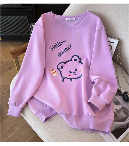 170 kg Plus Größe Damen Büste 170 Frühling Herbst Lose Langarm Cartoon Print Pullover Sweatshirts 4XL 5XL 6XL 7XL 8XL 9XL