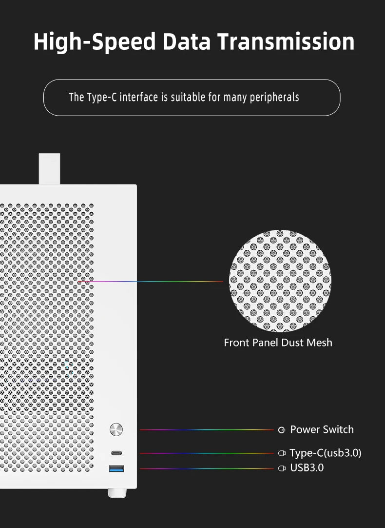 METALFISH S5 MAX Computer Case Gaming PC Chassis Support MATX/ITX 24.5*24.5cm SFX/ATX PSU 135 Mid Tower /180 WaterCooling Cooler.