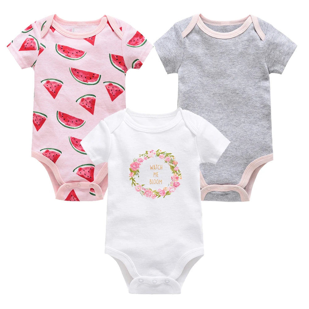 3/6 Stück viel Baby-Kleidung für Mädchen, Gastronomie, Baumwolle, kurzärmelig, Mädchen-Body, 0–12 Monate, Neugeborene, Jungen-Kleidung, Kleinkind