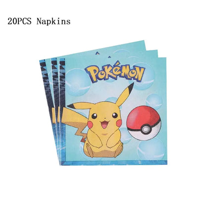 Pokemon Thema Geburtstag Party Dekoration Lieferungen Cartoon Pokemon Gehen Geschirr Tassen Teller Pikachu Ballon Für Baby Dusche Gefälligkeiten.