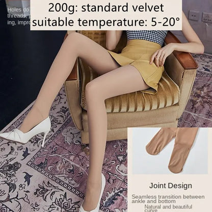 Winter Thermal Pantyhose Women Thicken Stockings Fake Translucent Pantyhose Fleece Lined Tights High Waist Elastic Wool Socks