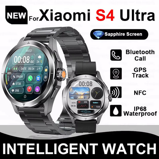 New For Xiaomi S4 Ultra Outdoor Sports Smart Watch Men 1.53 inch AMOLED NFC GPS Compass Heart rate Waterproof BT Call Smartwatch.