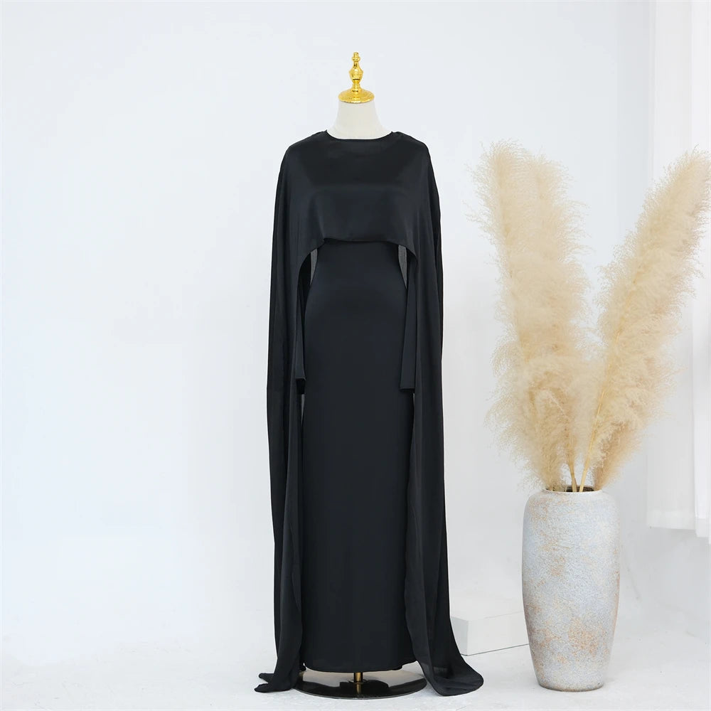 Ramadan Satin 2 Piece Abaya Modest Muslim Sets Kebaya African Dresses For Women Robe Femme Musulmane Caftan Marocain Vestidos