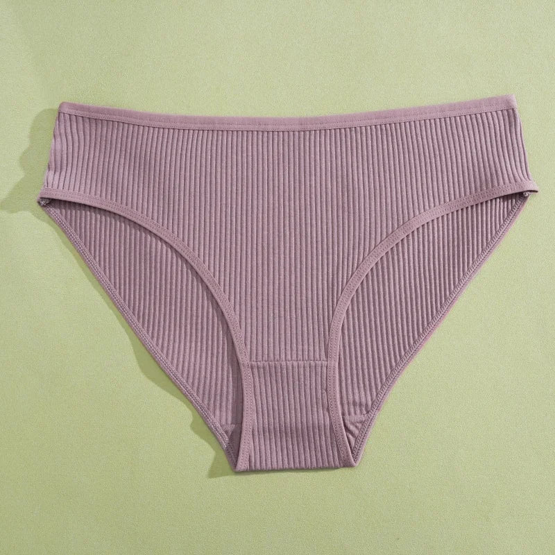 5PCS Women's Cotton Panties Sexy Low Waist Briefs Striped Underpants Female Comfortable Stretch Lingerie Ladies Soft Underwear