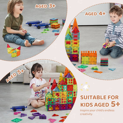SucceBuy 180PCS Magnetic Building Blocks Construction Children Magnet Tiles Montessori Educational Toys for Kids Birthday Gifts.