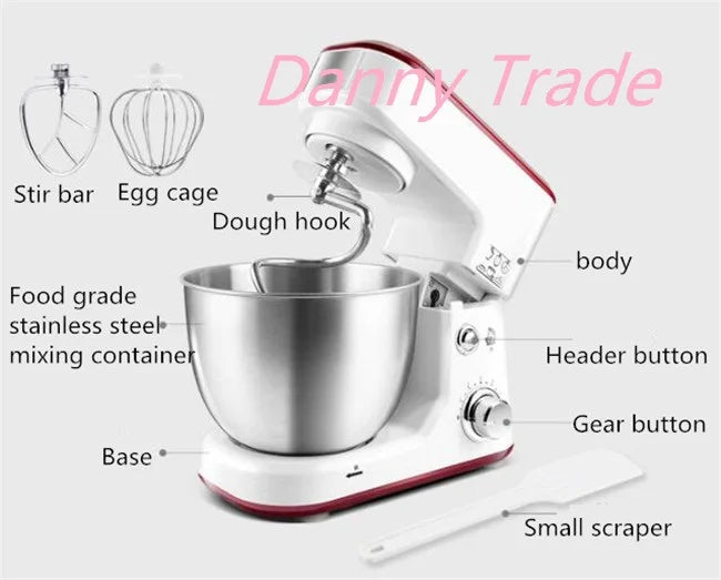 AC220-240V 50-60HZ 600W POWER 4L bowl Powerful home use mini food mixer hand mixer stand mixer Polupar Dough Cream Mixer muliuse.