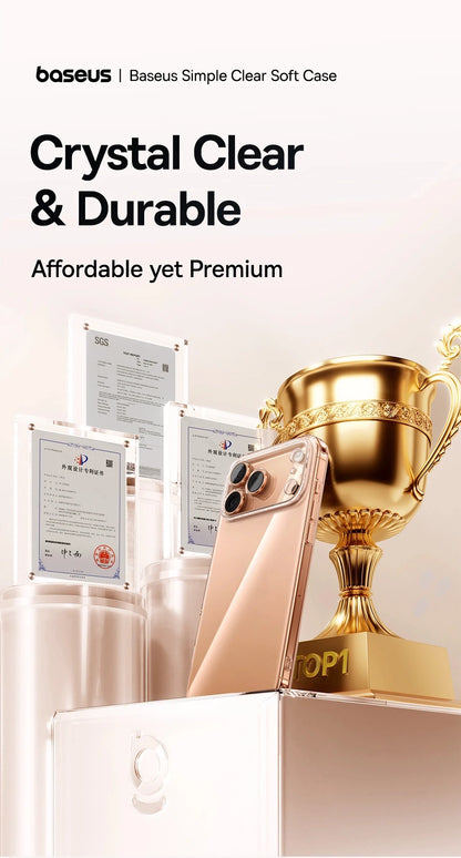 Baseus Clear TPU Case for iPhone 17 16 15 14 13 12 11 Pro Max Plus Air Soft Transparent Phone Cover Soft Thin Protective Case.