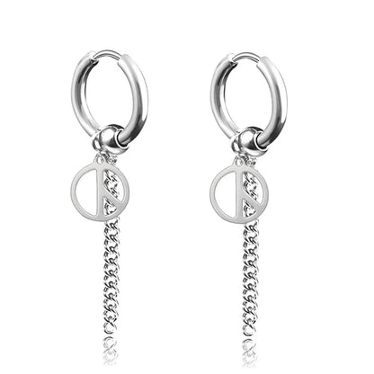 New Punk Stainless Steel Chain Hoop Earrings For Women Men 2023 Trendy Goth Pop Hip Hop Pendants Ear Jewelry Accessories Earring