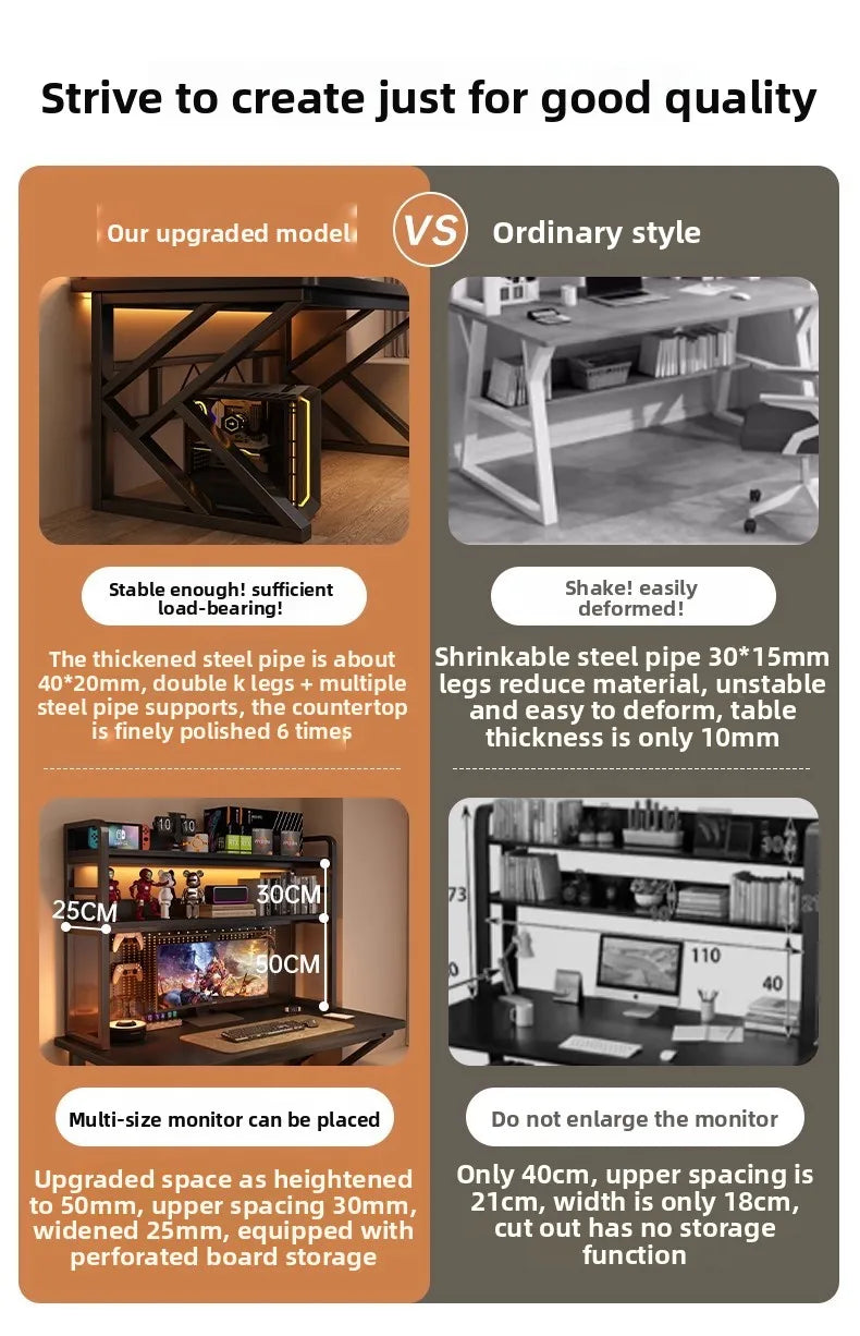 Schreibtisch, Bücherregal, integrierter Schreibtisch mit Lochbrett, Schlafzimmer, E-Sport-Tisch, Desktop-Computertisch