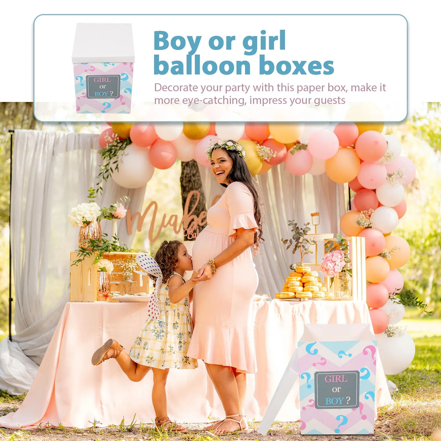Ballon-Papierbox, Babyparty, Geschlecht offenbaren, Ballonbox für Jungen oder Mädchen, Geschlecht offenbaren, Geburtstagsparty-Geschenk, Babyparty-Boxen.