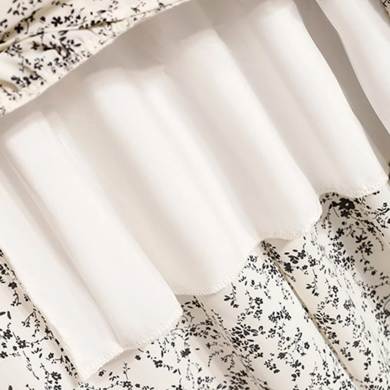 2025 Vintage Draped Elegant Chinese Style Women's Half-length Skirts Autumn Floral Pleated A- Line Skirt With Lining.