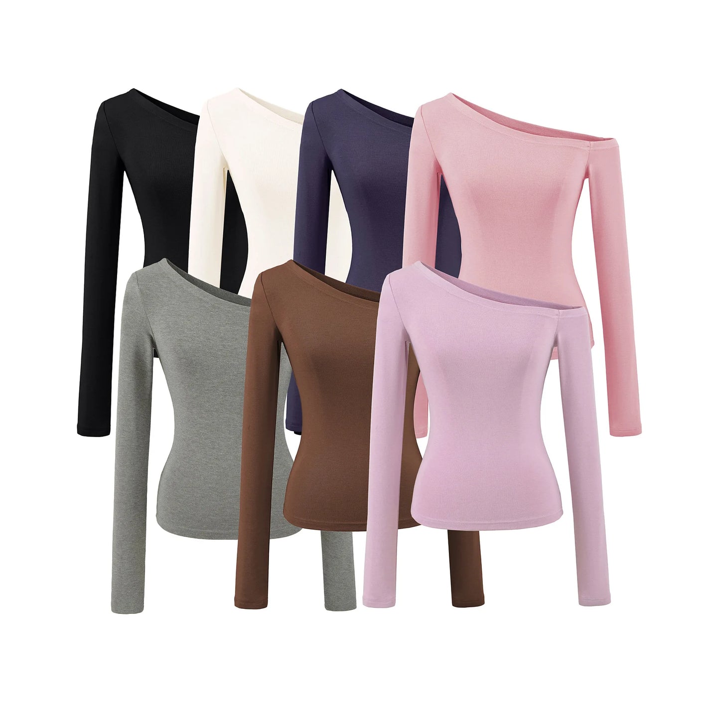 Women One Shoulder Long Sleeve Top Tee Tshirt.