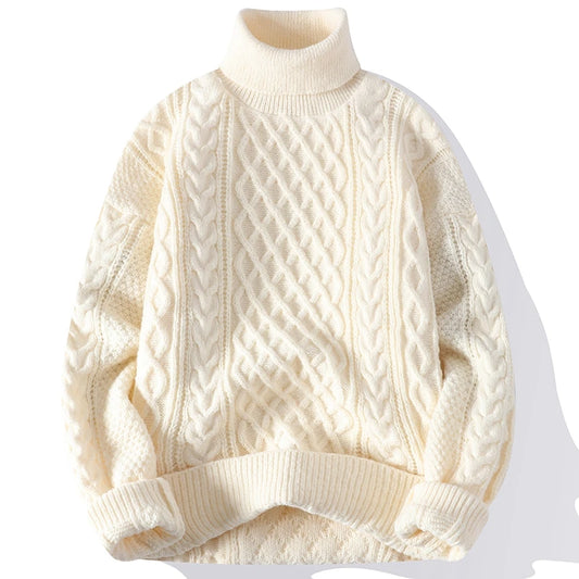 High Quality Mens Turtleneck Sweaters Pullover Solid Color Knitted Sweater Men Casual Pullovers Autumn Winter Warm Knitwear Man.