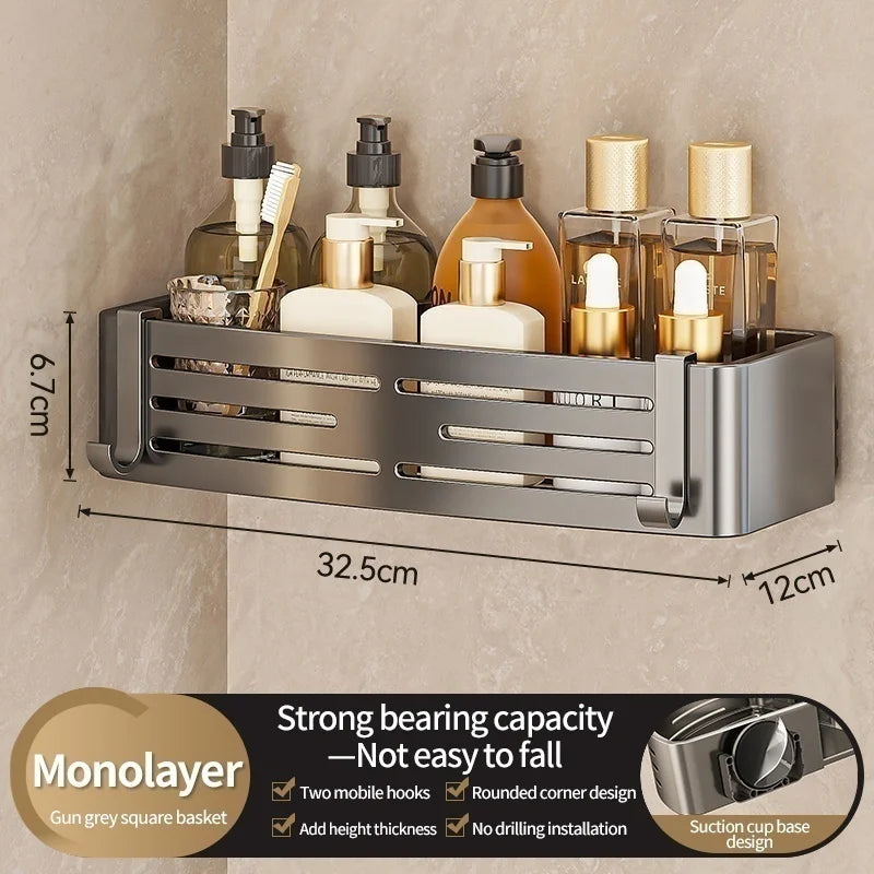 Saugnapf perforationsfreier Raum Aluminium Badezimmer Lagerregal Badezimmer Dreieckskorb Wandaufhänger Badezimmer Eckaufbewahrung