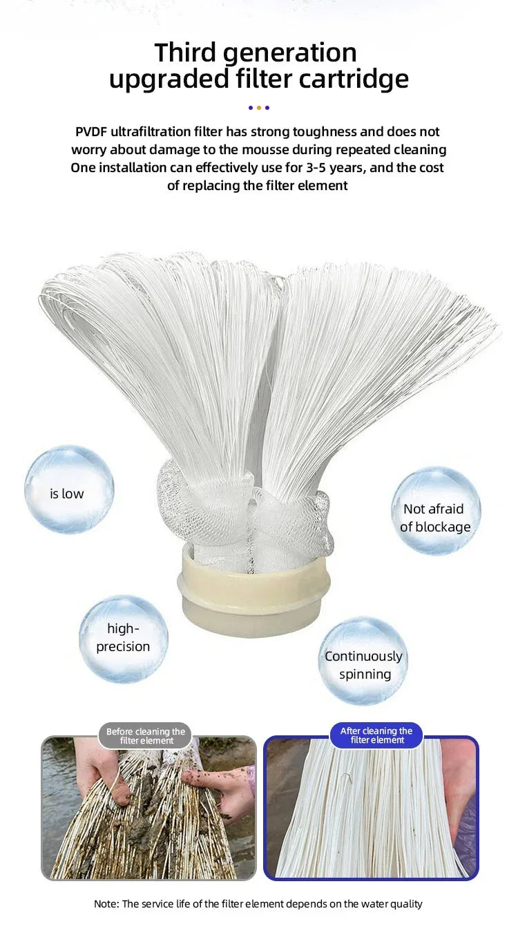 DIVEDEER 6000L Ultrafiltration Water Purifier External Pressure Backwash, 0.01 Micron High-Precision Filtration for Pure Water.