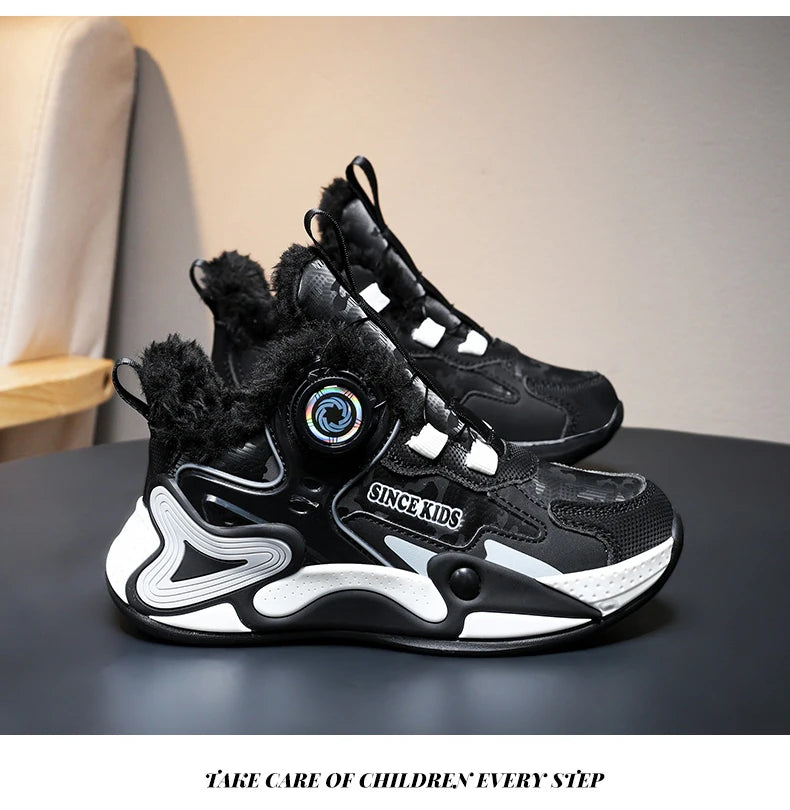 Children's Sneakers Boys Causal Kid Running Walking Shoes Fashion Warm Plush Girls Tennis Shoes Soft Walking Shoes.