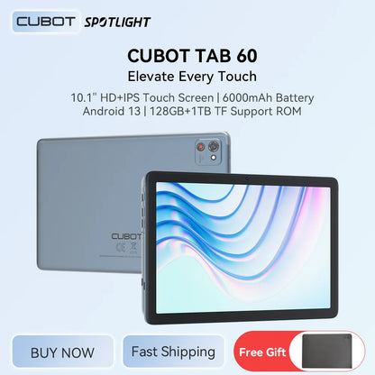 Cubot TAB 60, 2024 New Android Tablet, Octa-Core, 8GB RAM (4GB+4GB), 128GB ROM, 10.1-Inch HD+ Screen, 6000mAh, OTG, WiFi 6.