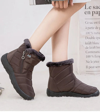 Boots Women's Ankle Boots With Fur Waterproof Snow Botas Mujer Elegant Winter Shoes For Woman Winter Boots Casual Black Footwear.