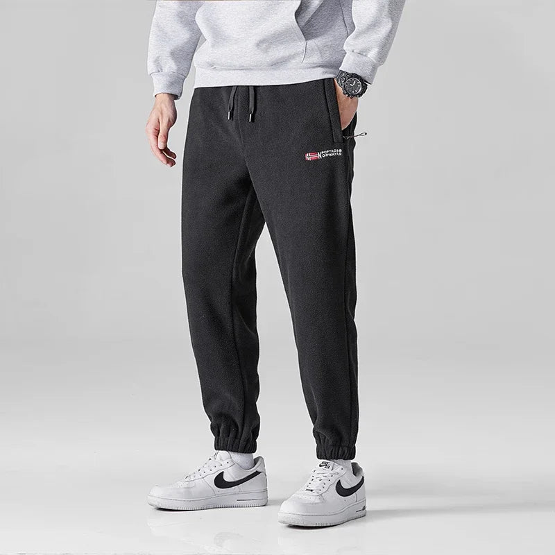Men's Wool Sweatpants 2024 Winter New Thickened Double-Sided Fleece Casual Trousers Jogger Men's Outdoor Down Cotton Warm Pants