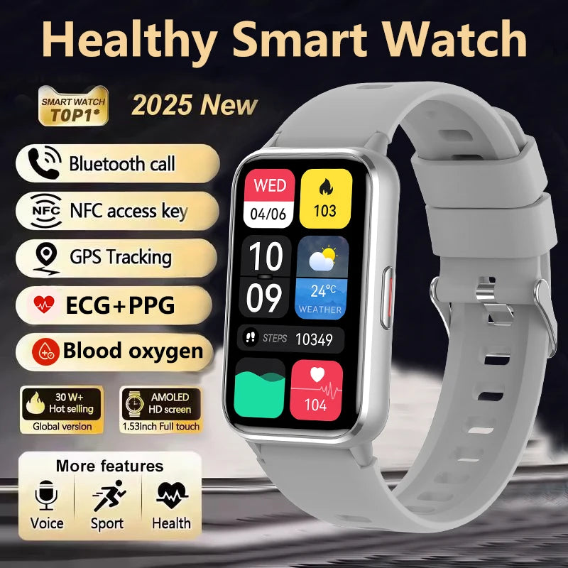 2025 New Grade Nursing Smart Watch AMOLED Blood Oxygen ECG + PPG Blood Pressure Body Temperature Bluetooth Health Smartwatch