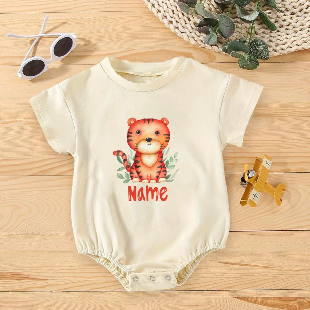 Personalisierter Regenbogen mit Namen Bubble Strampler Säugling Dschungel Geburtstag Party Kleidung Baby Übergroßer Body Niedlicher Wild One Overall.
