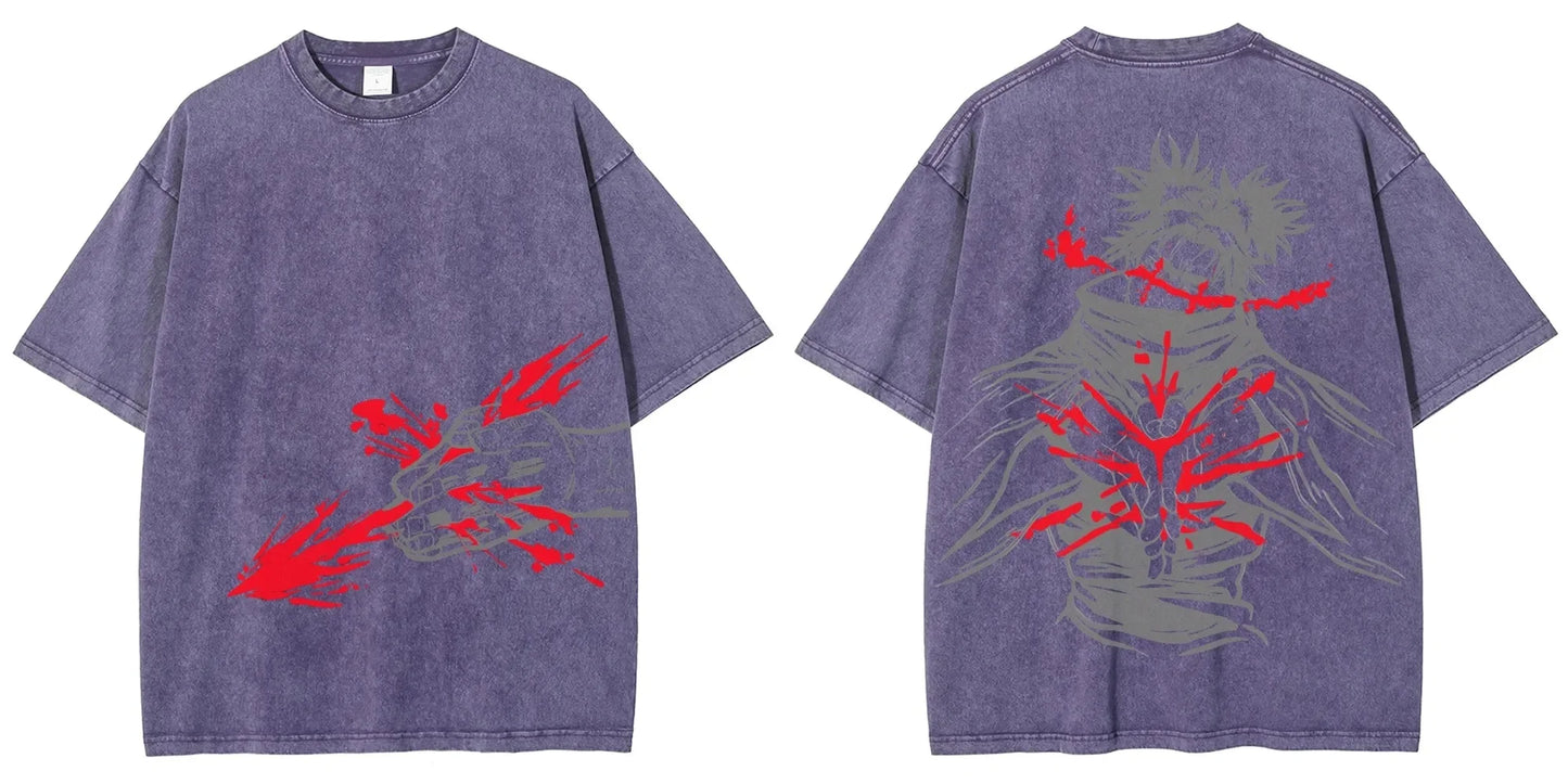 Vintage Jujutsu Kaisen CHOSO T-shirt Women's and Men's Anime Washed Cotton T Shirt Summer Harajuku Street Men Tops Clothing.
