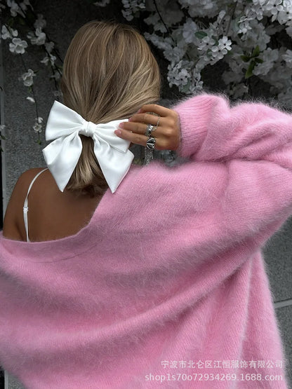 Women New Knitted Thick Cashmere Wool Cardigan Chic V Neck Single Breasted Fashion Long Sleeve Sweater Fall Winter Coat Outwear