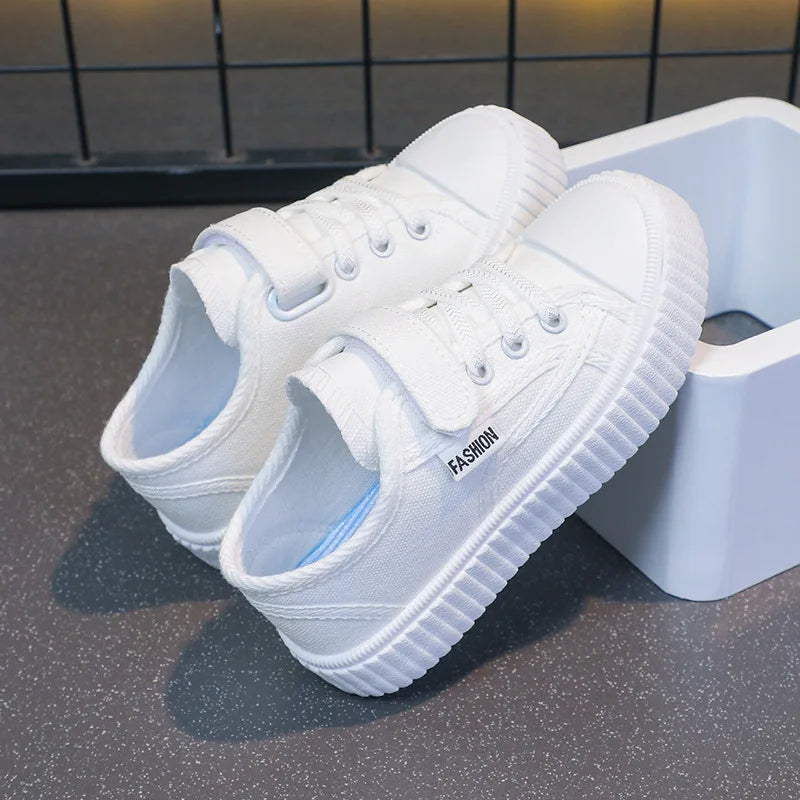 Children's Canvas Shoes 2025 Summer New Students White Shoes Boys Sports Shoes Girls Breathable Casual Shoes Children's Shoes.