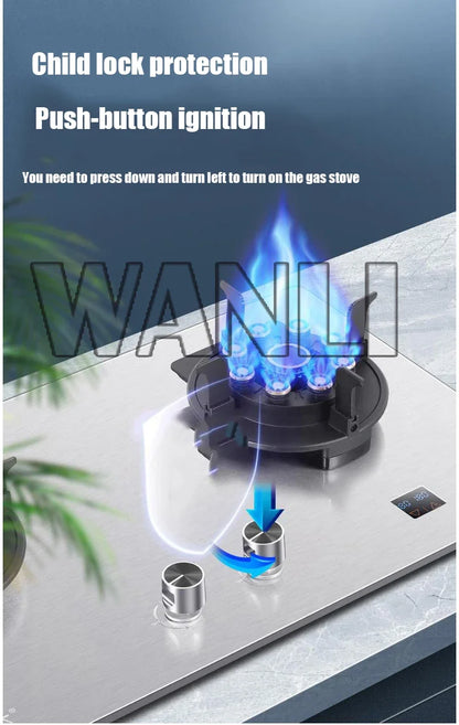 419H Embedded Stainless Steel Gas Stove/  4.8Kw High Firepower Household Stove/Reversible Double Stove Magic Dish Stove.